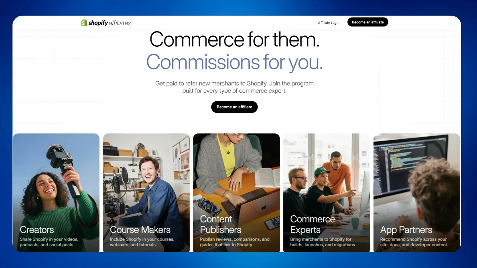 Shopify website homepage