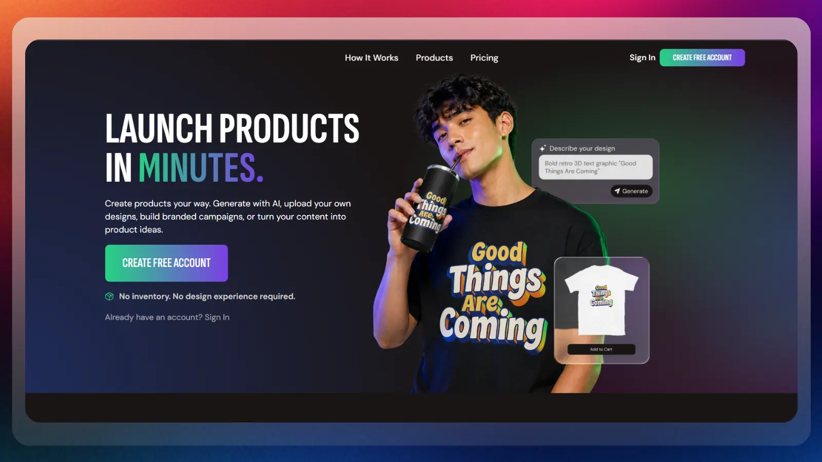 Página web de Spring que muestra herramientas para crear y vender productos personalizados