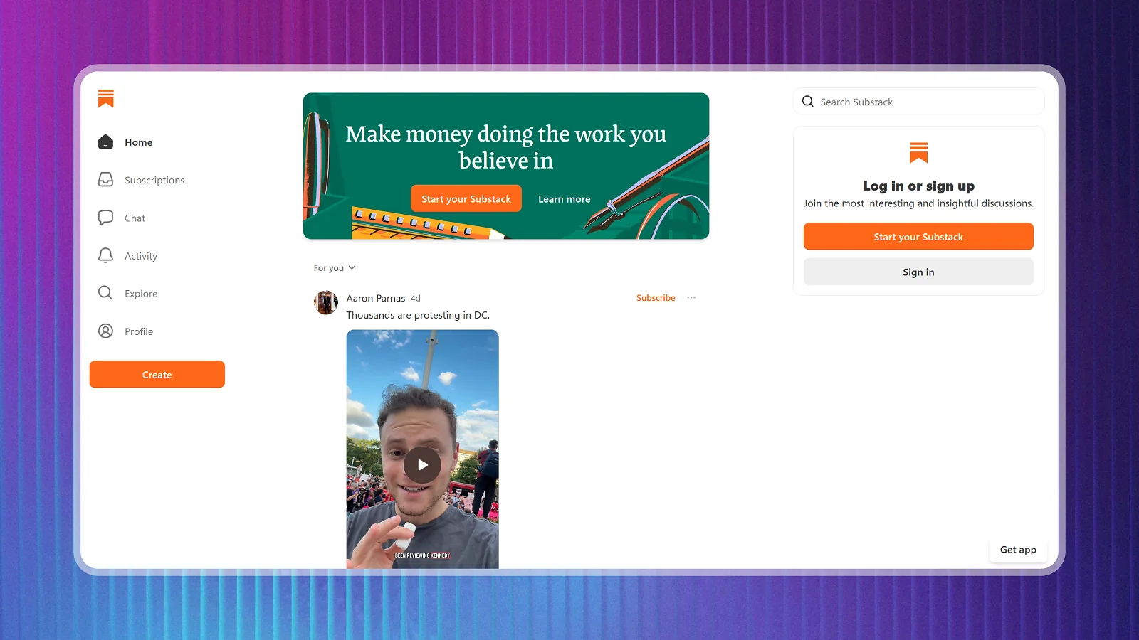 substack website home page