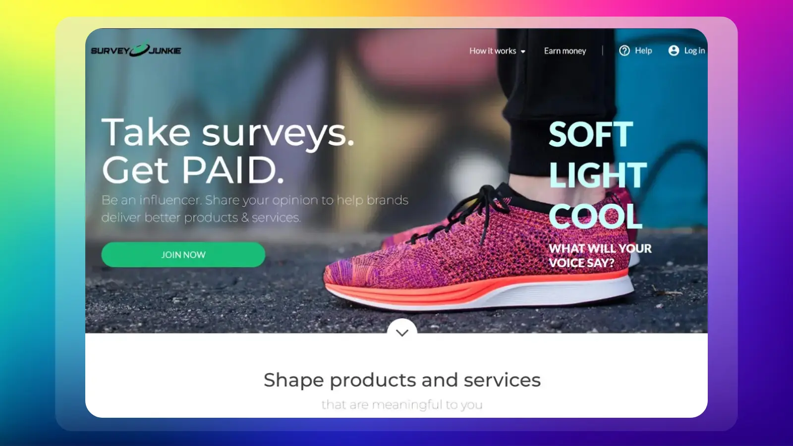 survey junkie website showing paid surveys and opportunities to earn money