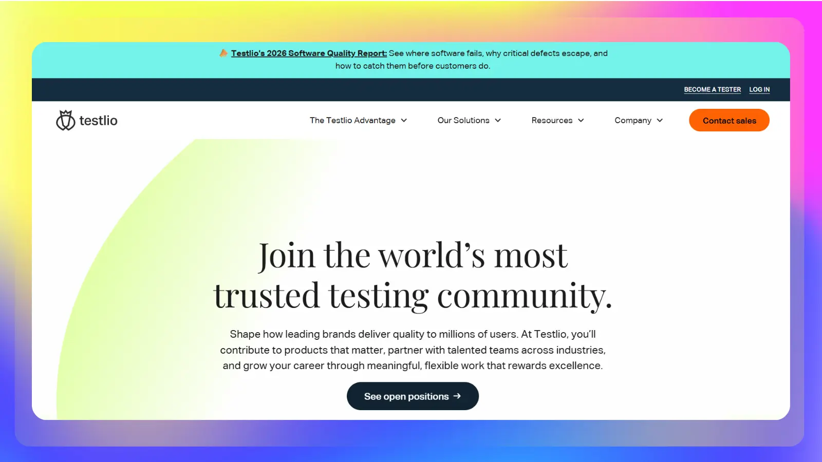 testlio website showing flexible software testing work