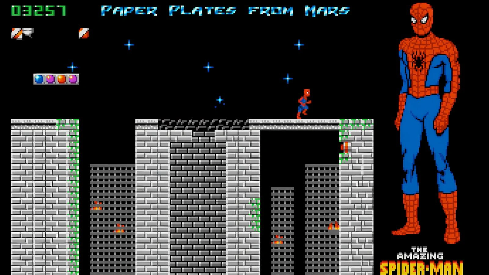 Spider-Man running on rooftops