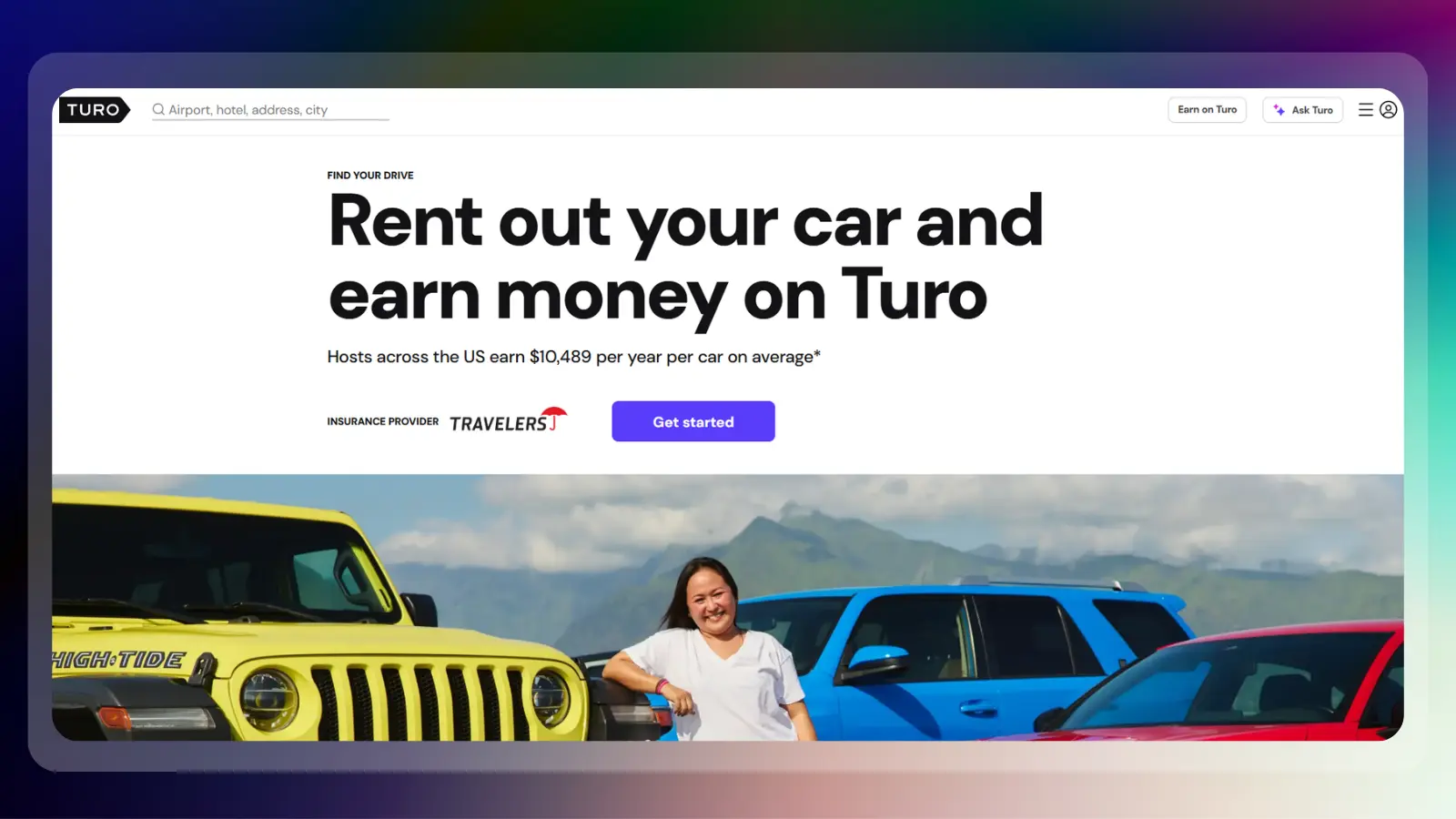 turo website showing how to rent out a car and earn money