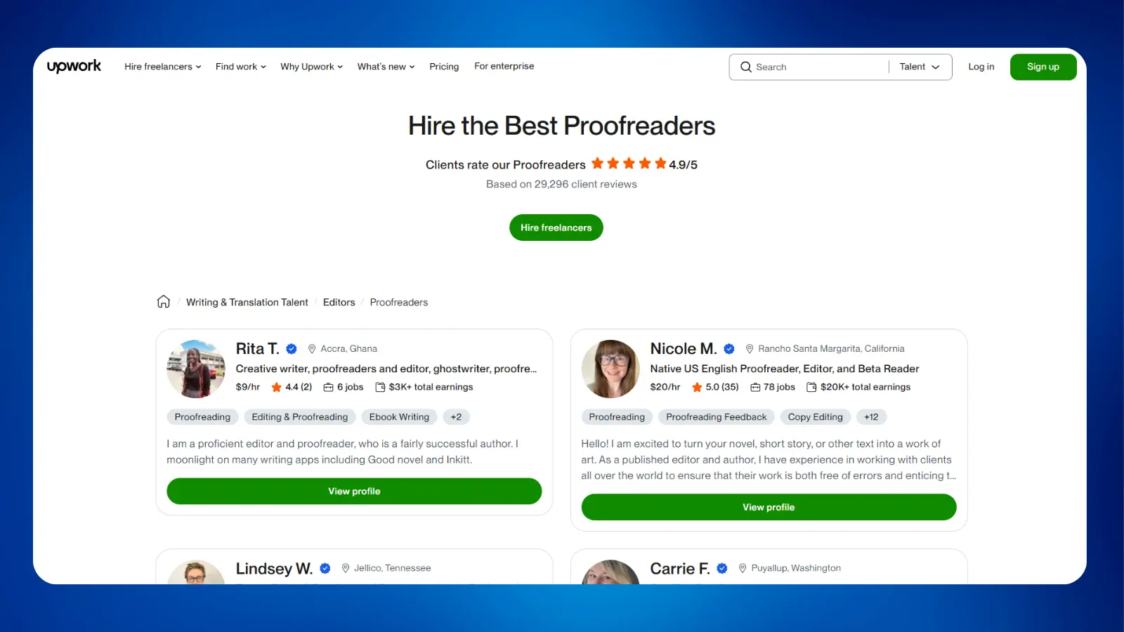 página web de Upwork