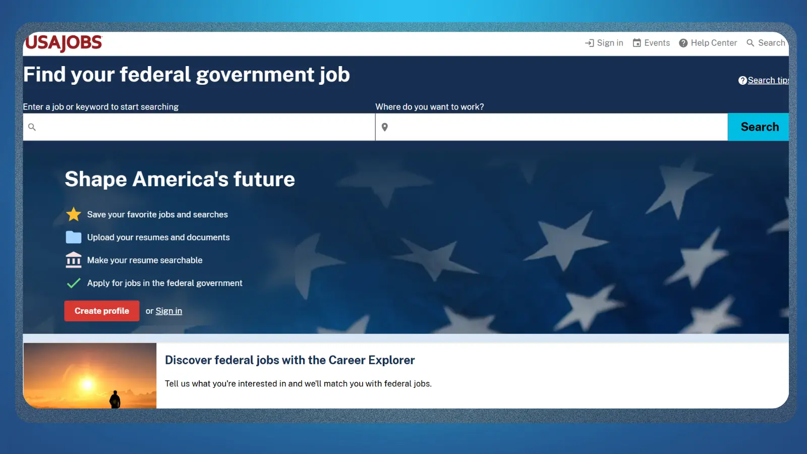 página web de USAJobs
