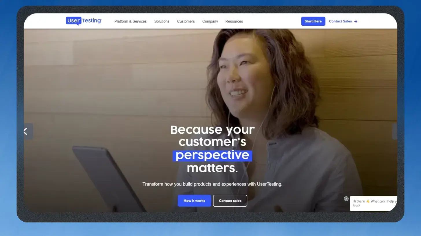 Usertesting website homepage