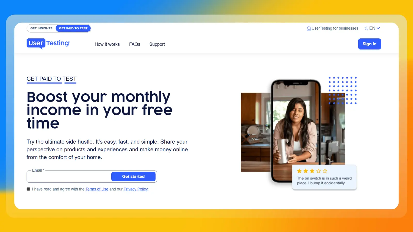 usertesting home page