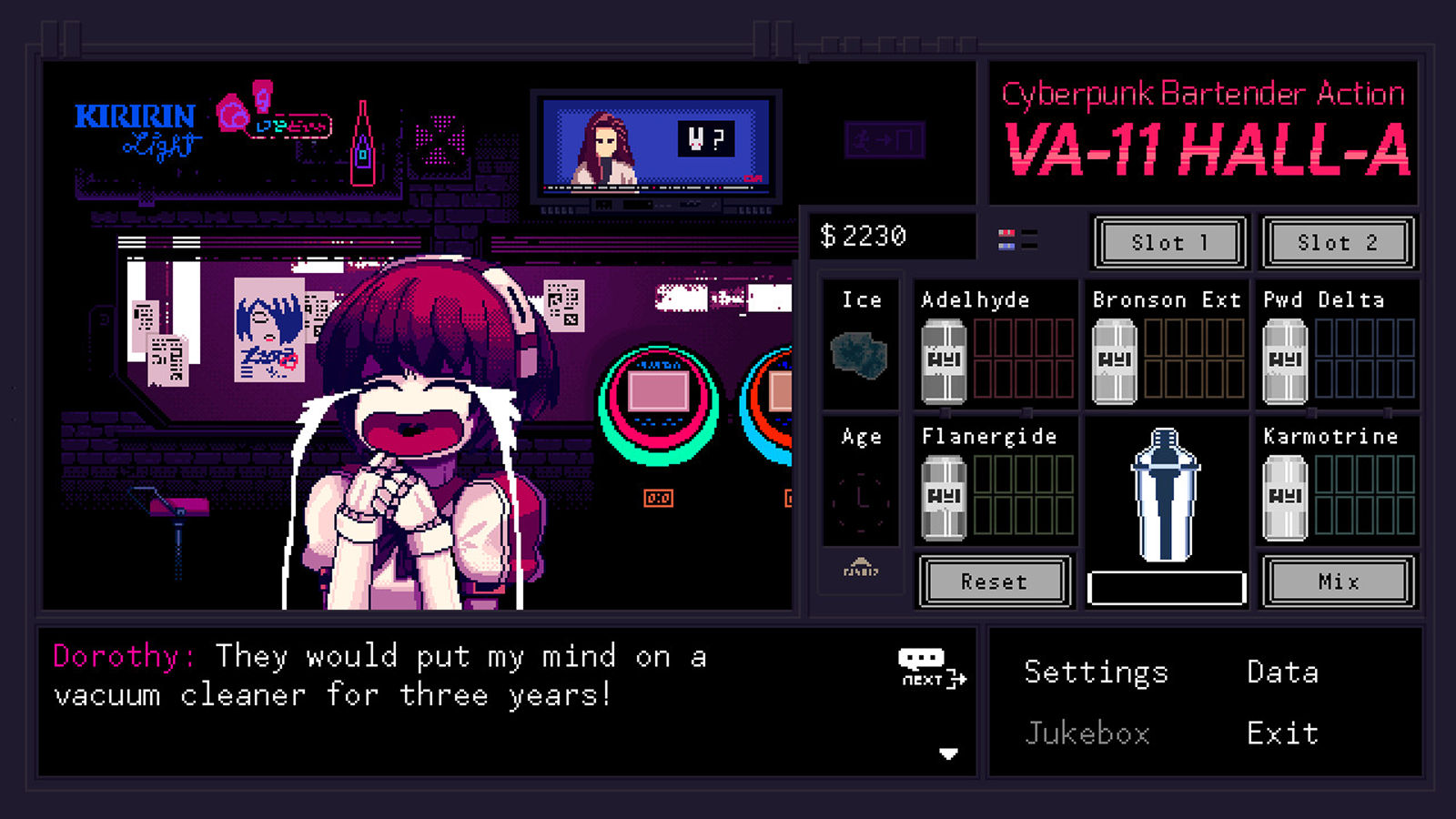 VA-11, Sala A: A Dorothy está a chorar