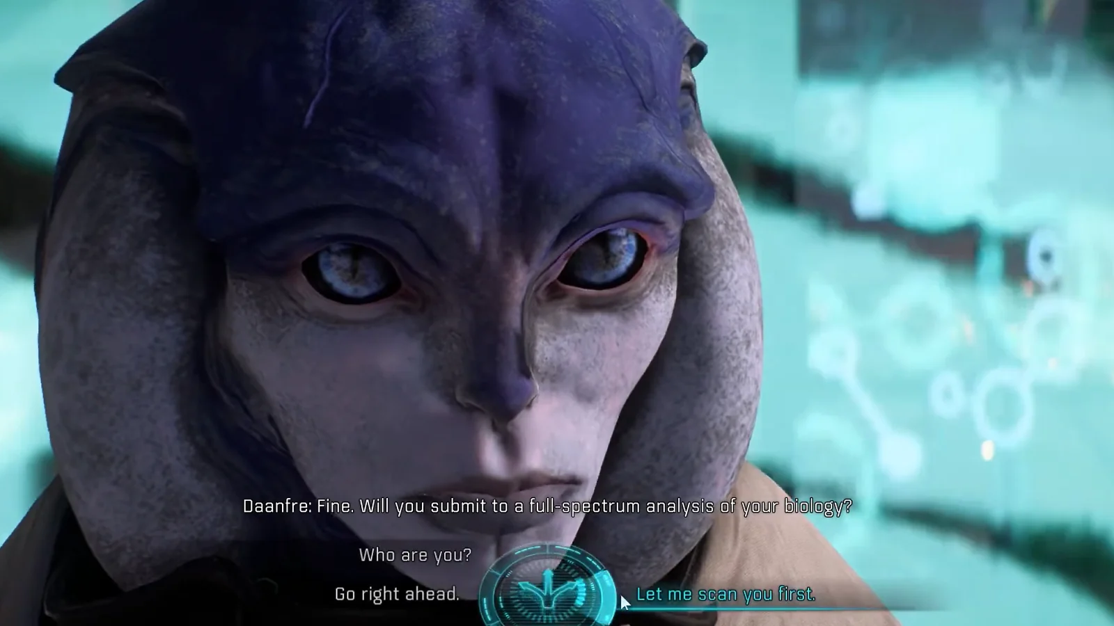 Virginia gameplay showing a close-up of a woman during a cinematic scene