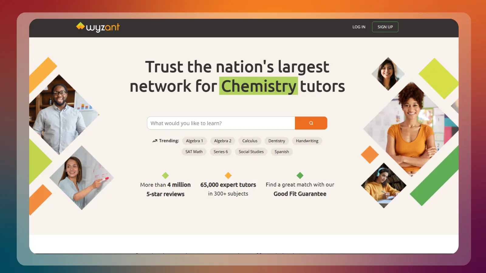Página web de Wyzant para encontrar profesores particulares