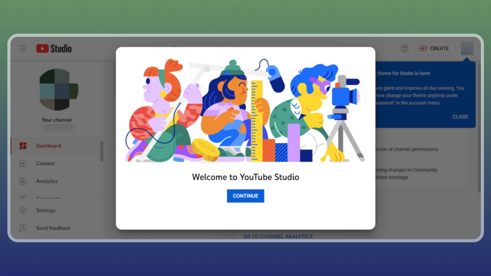 Youtube Studio page