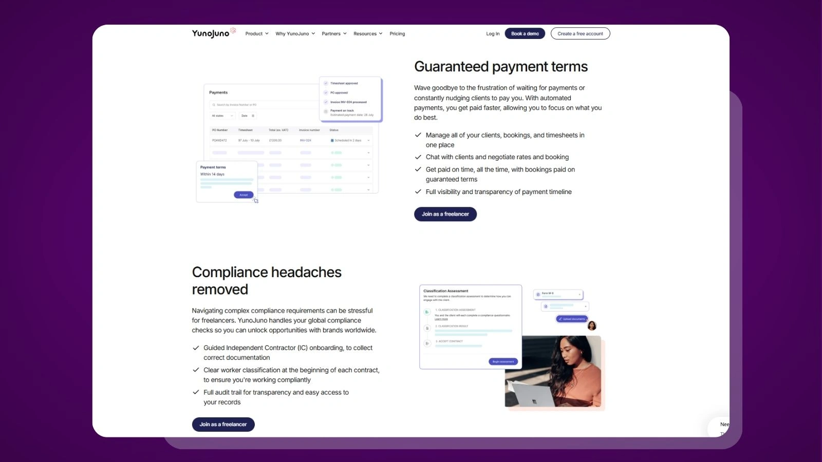 YunoJuno website homepage