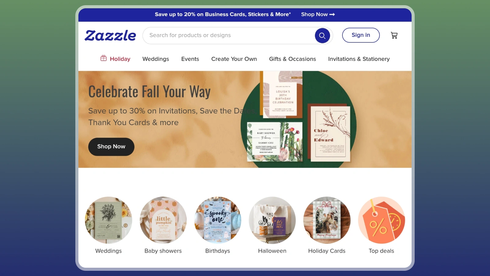 Zazzle website