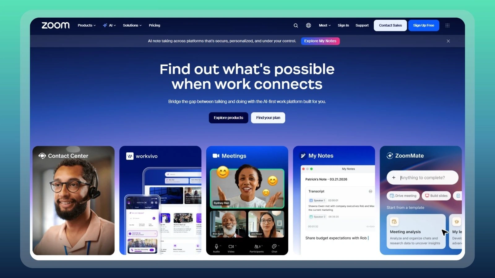 Zoom website homepage
