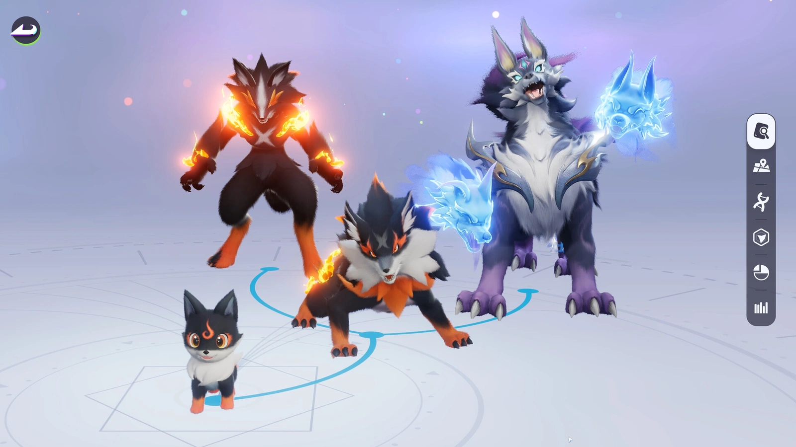 Aniimo three evolution stages of fire fox companion lineup