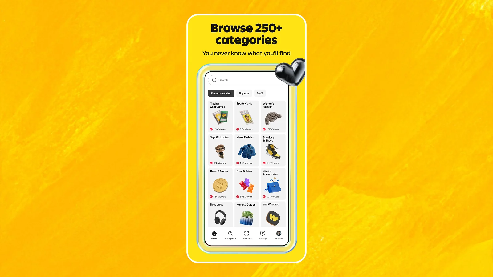 Whatnot App - recommended categories