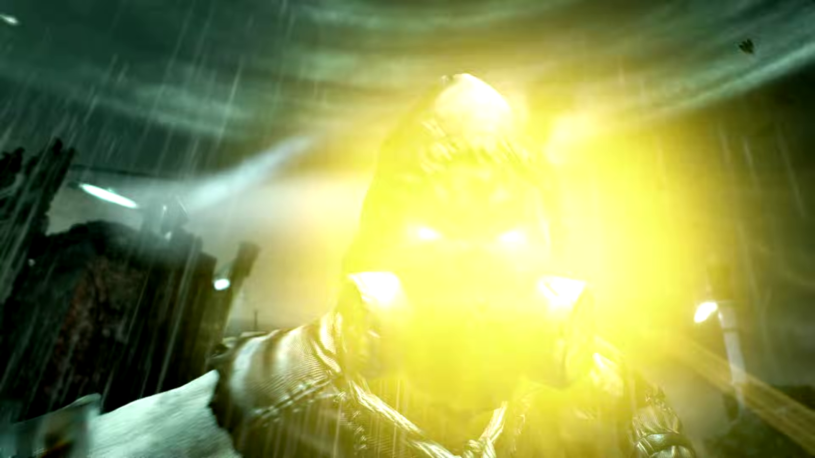 Batman: Arkham Collection glowing masked figure in rain