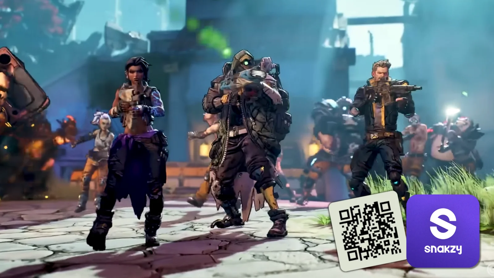Borderlands 3 artwork with the Snakzy app and QR code