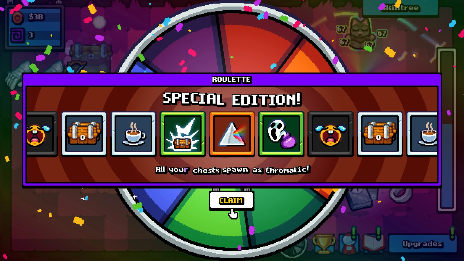 Click the Button roulette wheel special edition reward popup