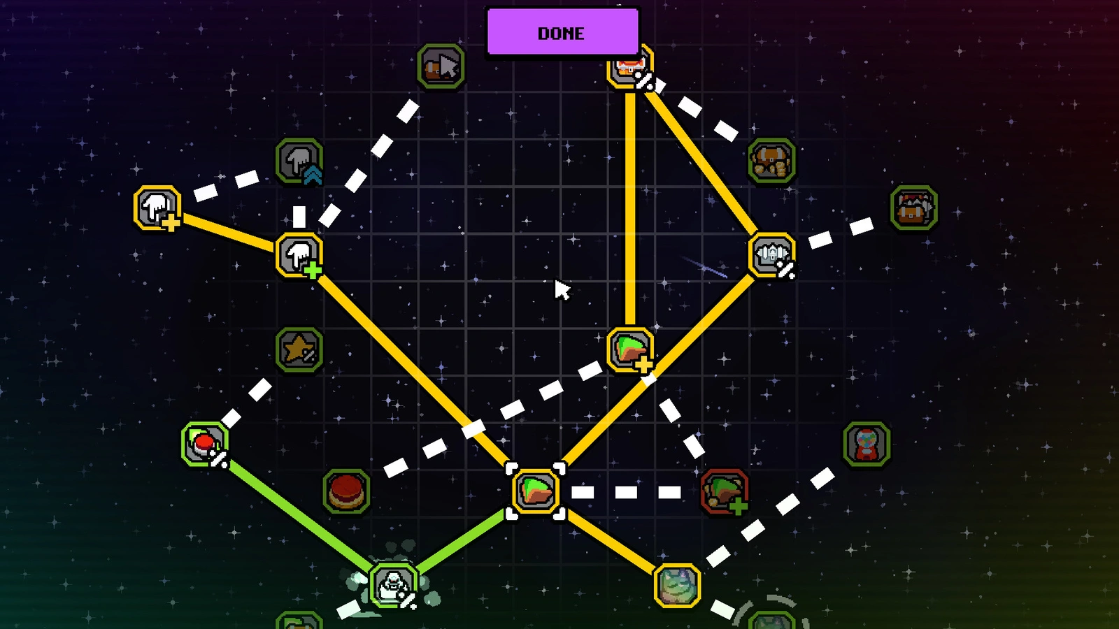 Click the Button skill tree constellation map with upgrade nodes