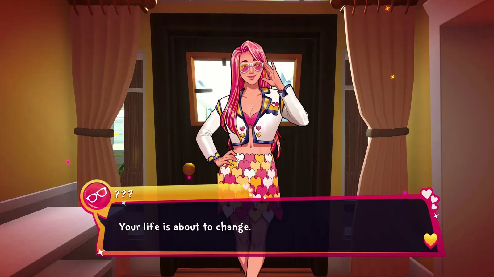 Date Everything! pink haired love interest intro dialogue