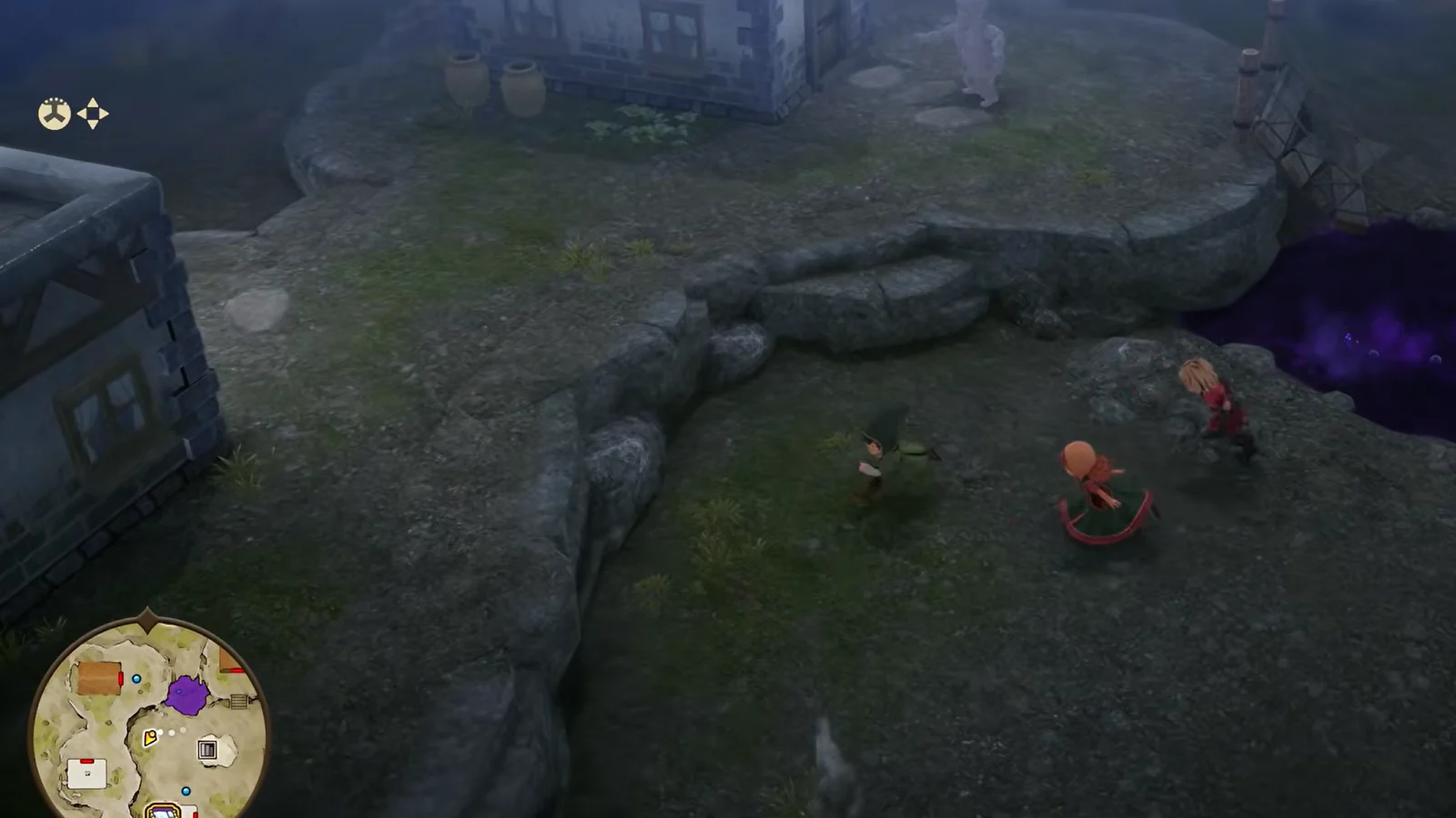 Characters exploring rocky terrain in Dragon Quest VII Reimagined