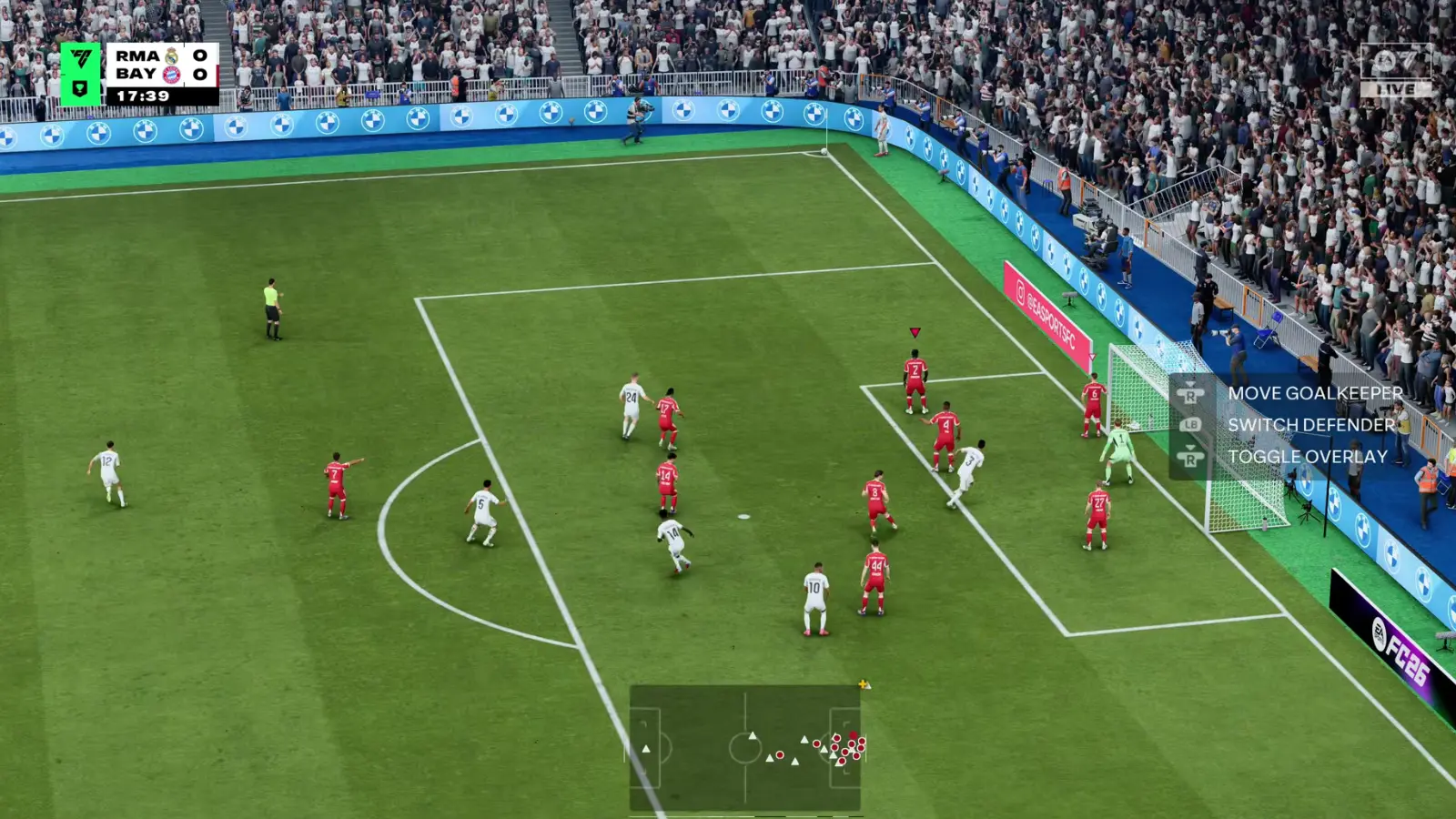 Real Madrid taking a corner kick against Bayern Munich