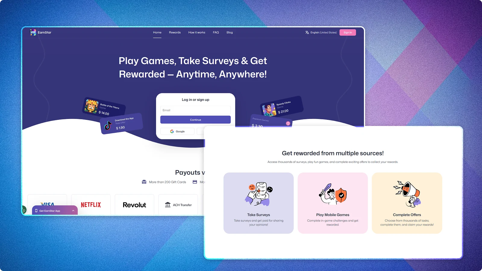 EarnStar home page