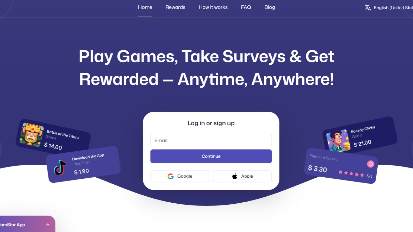 earnstar website homepage