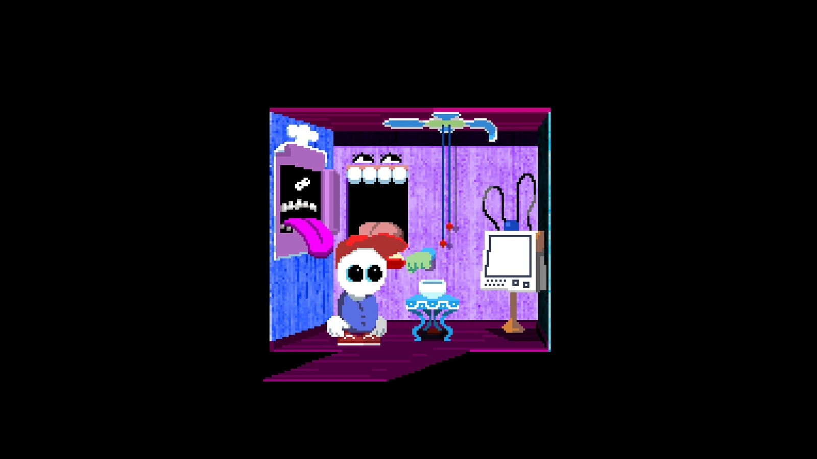 Endacopia nightmare bathroom with giant screaming mouth