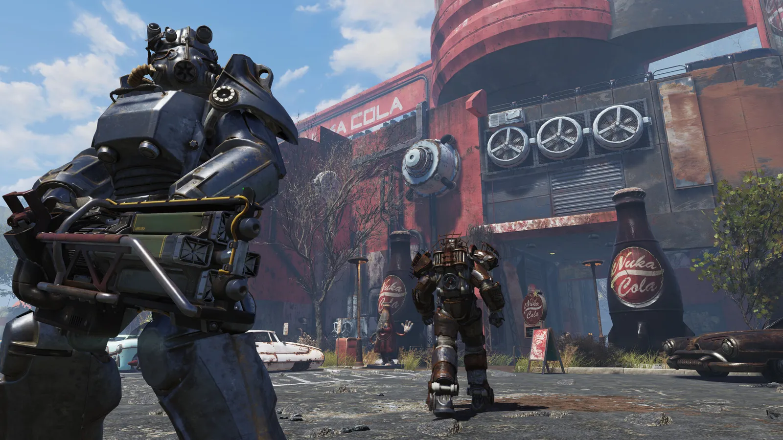 Fallout 76 power armor duo outside nuka cola plant
