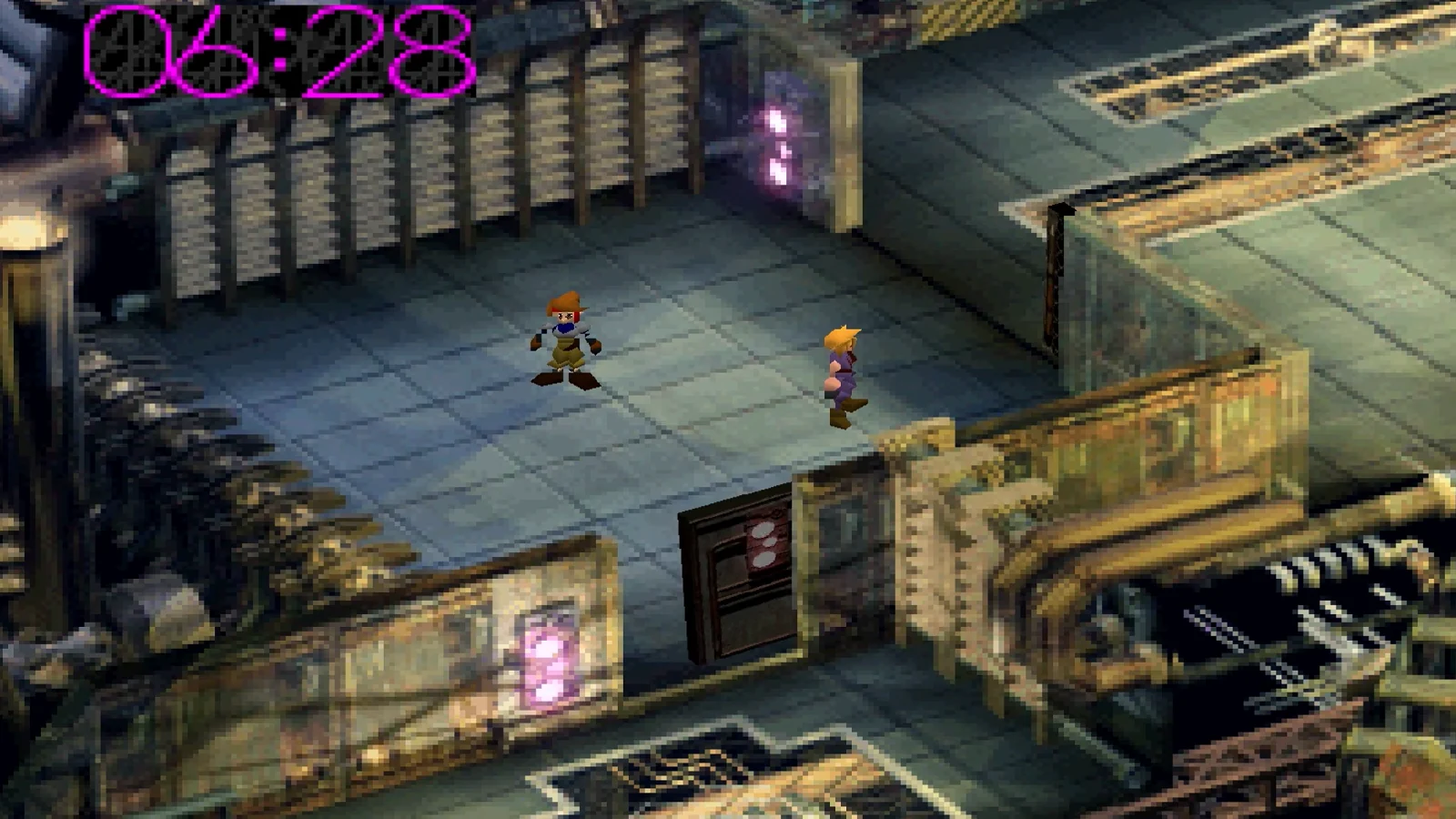 Cloud exploring an industrial facility in Final Fantasy VII