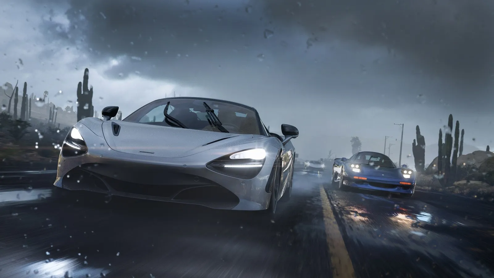 Forza Horizon 5 mclaren supercar rain storm chase