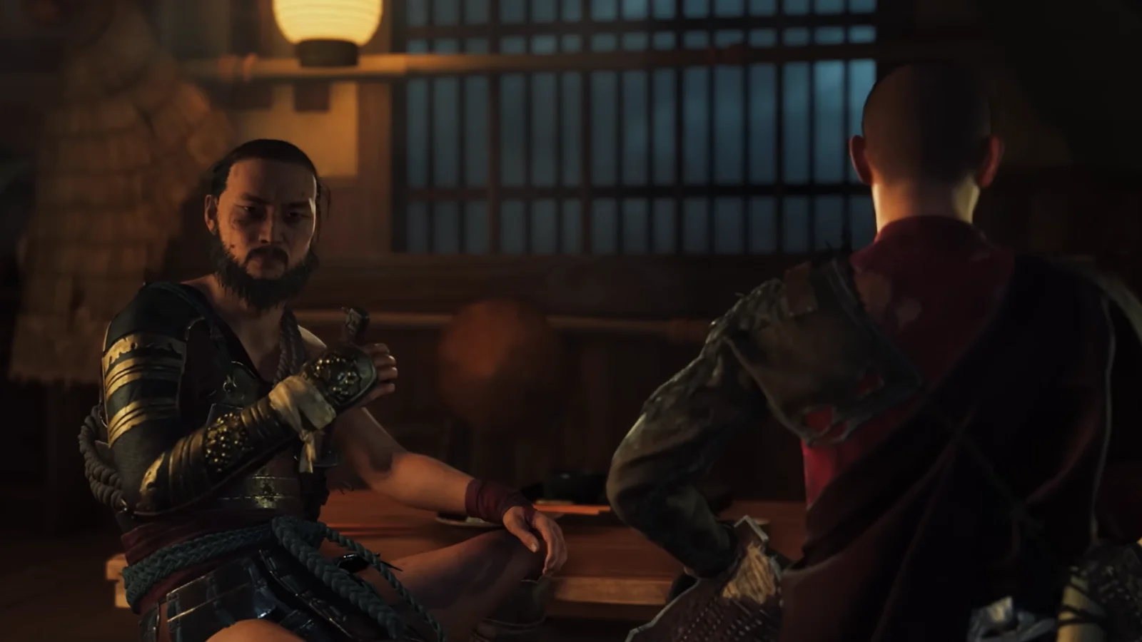 Two characters talking in Ghost of Yōtei