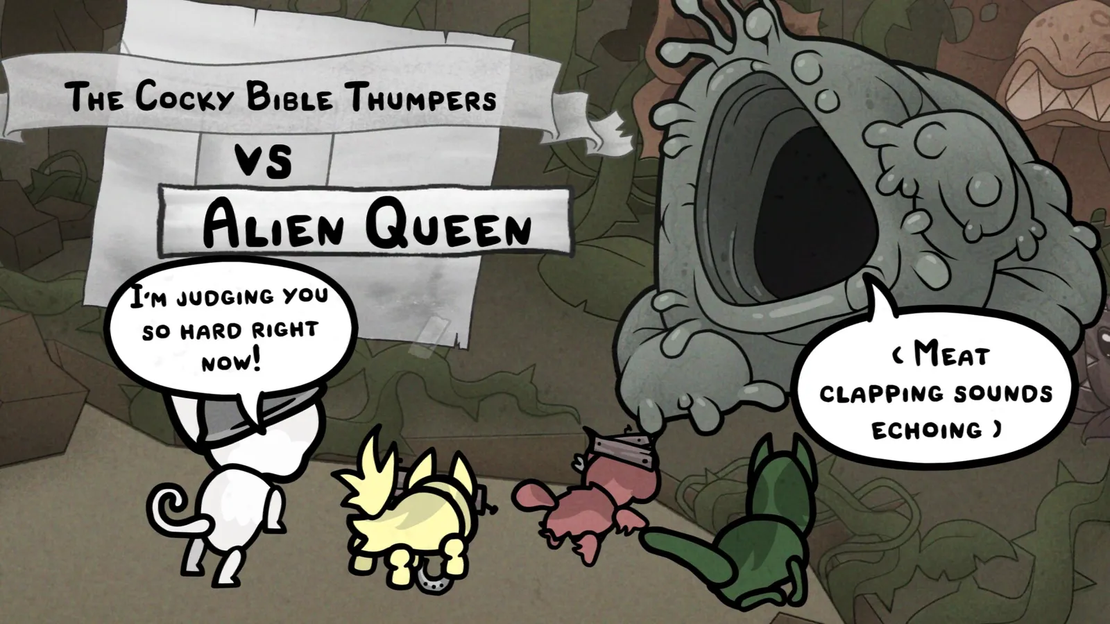 Mewgenics boss battle intro card
