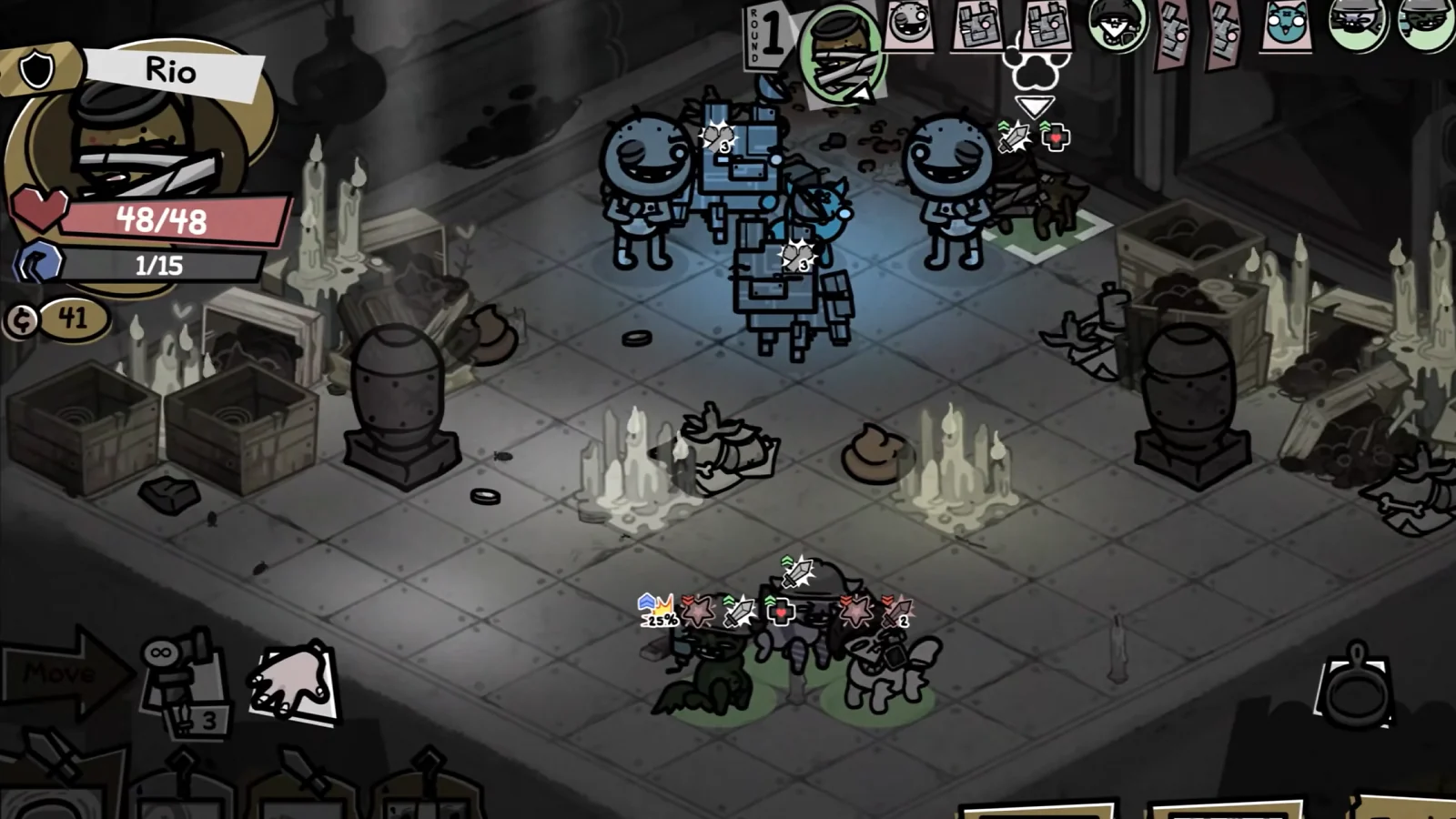 Turn-based battle in Mewgenics