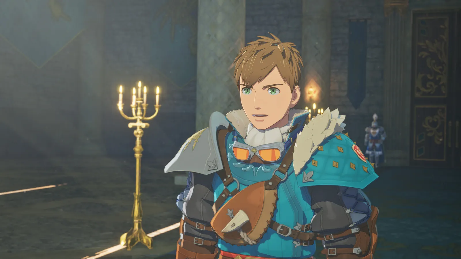 Monster Hunter Stories 3: Twisted Reflection monster hunter stories young rider in teal armor indoors