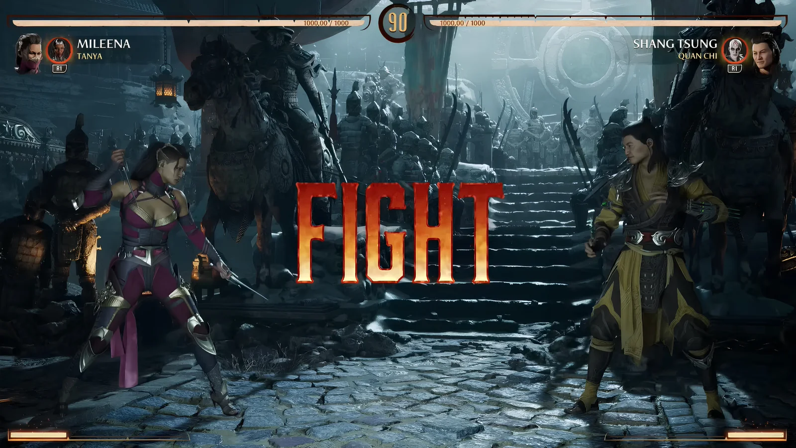 Mileena and Shang Tsung starting a fight round