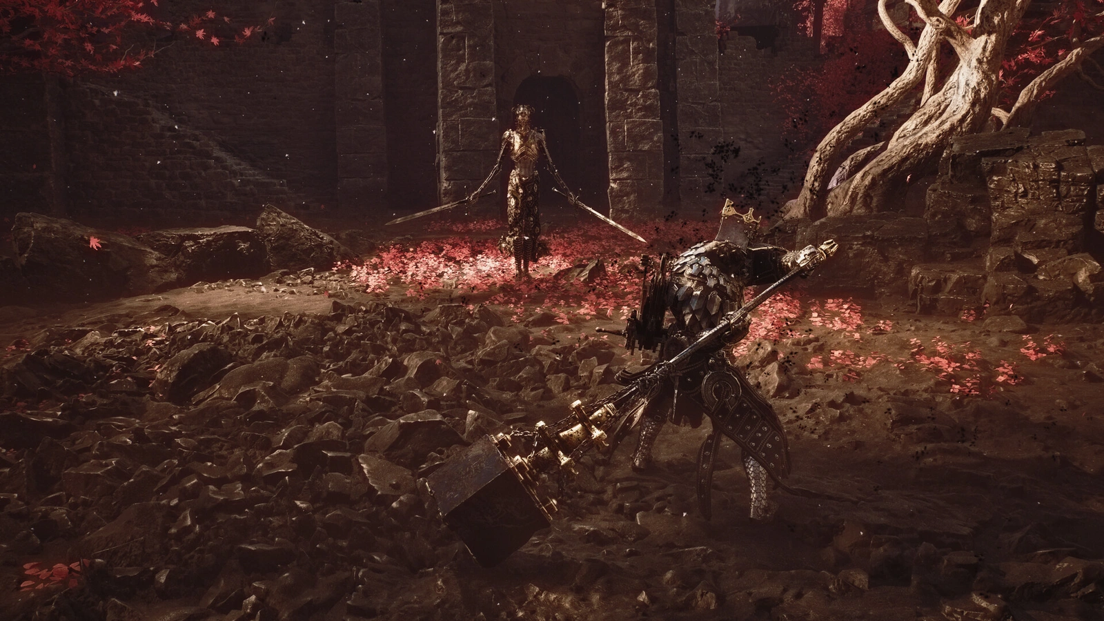 Mortal Shell II king boss duel in blood petaled courtyard