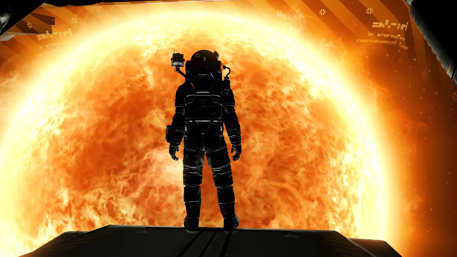 No Man's Sky no man s sky astronaut standing before blazing sun