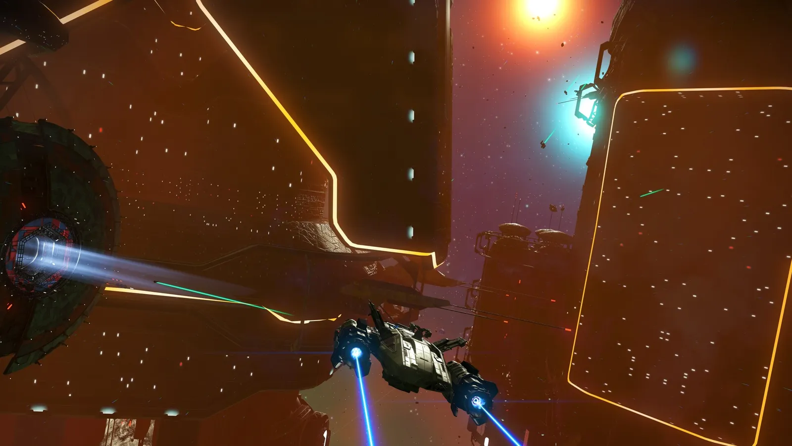 No Man's Sky no man s sky starship dogfight near orange space station