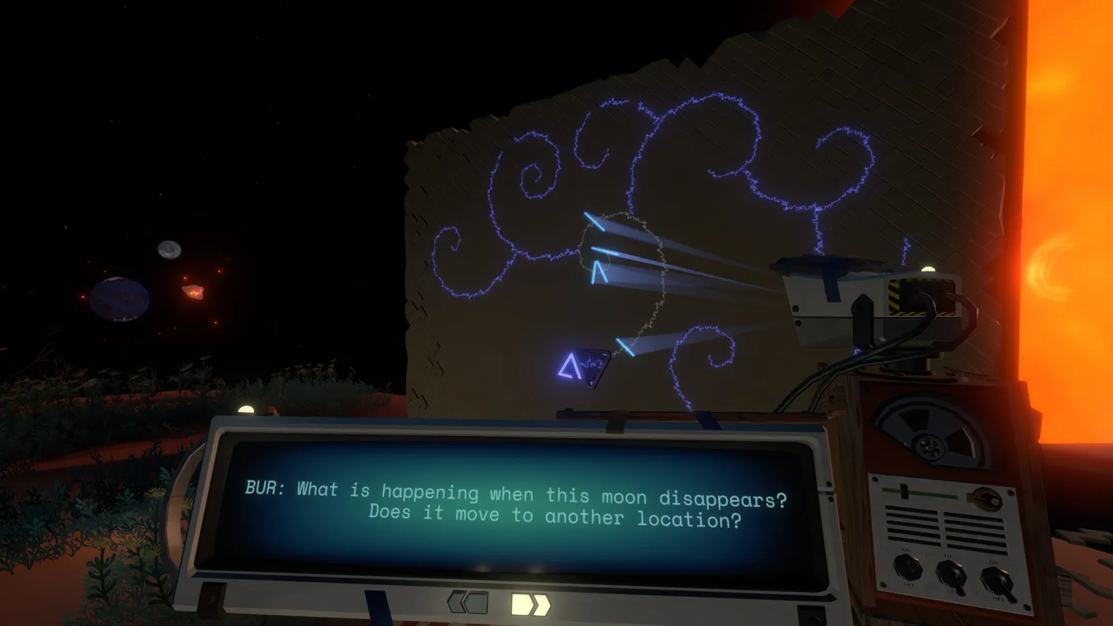 Outer Wilds nomai translator decoding spiral text wall puzzle