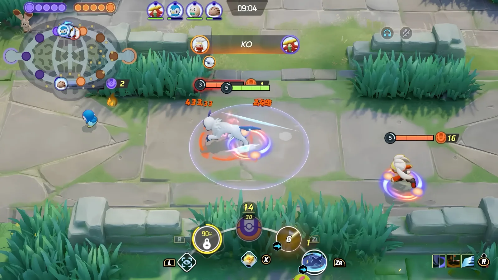 Pokémon Absol performing a spinning attack during a match