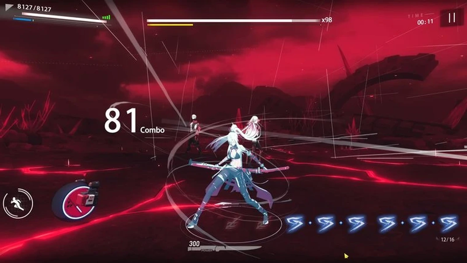 A sword-wielding character reaches an 81-hit combo on a red-lit battlefield