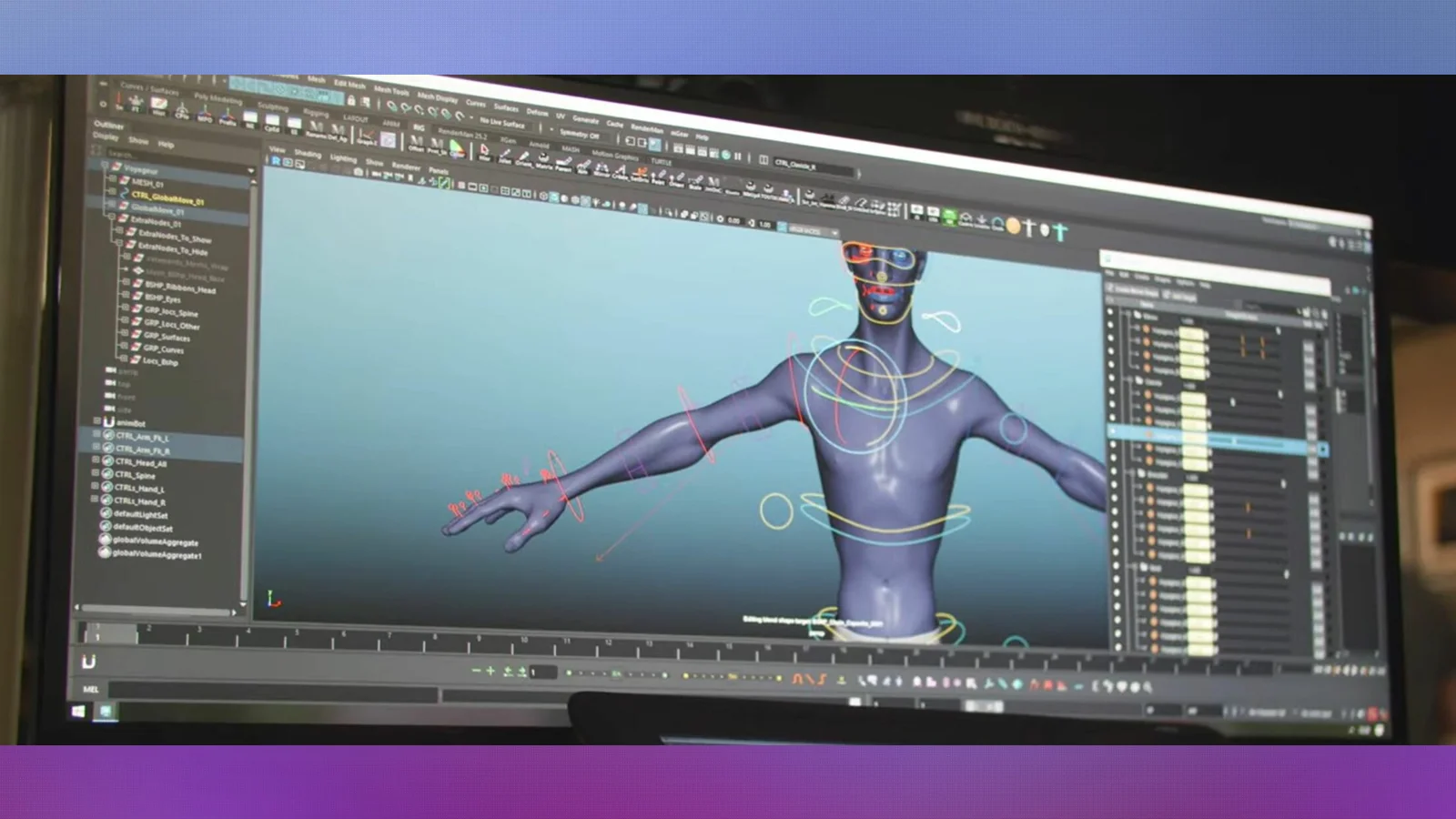 Demo reel review showing animation exercises