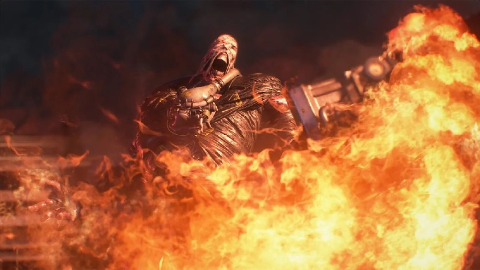Nemesis surrounded by flames
