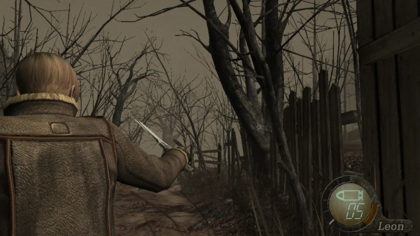 Leon exploring a dark forest