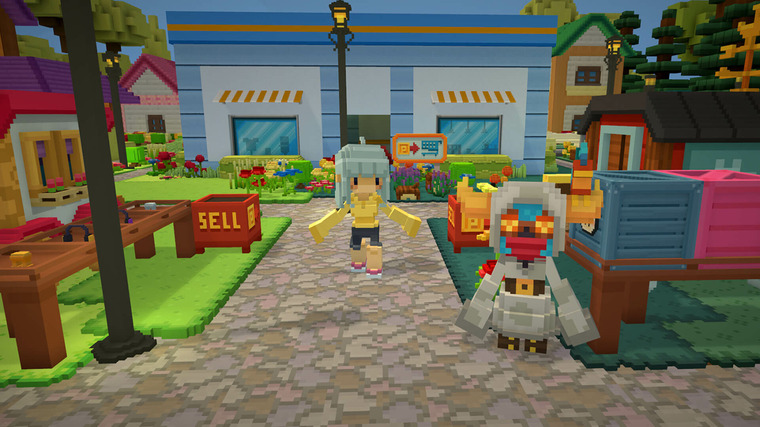 Exploring the village in Staxel