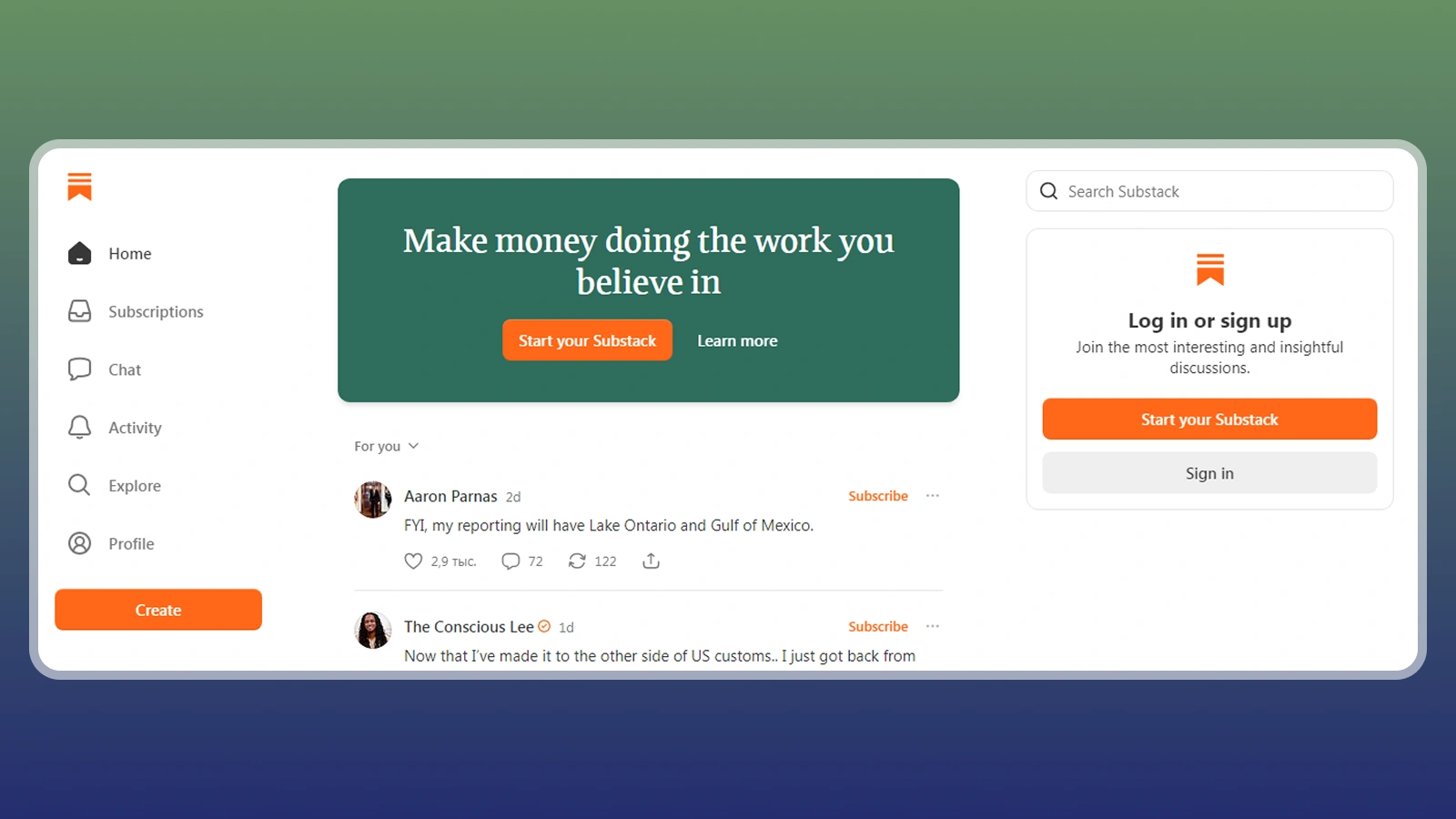 Substack website