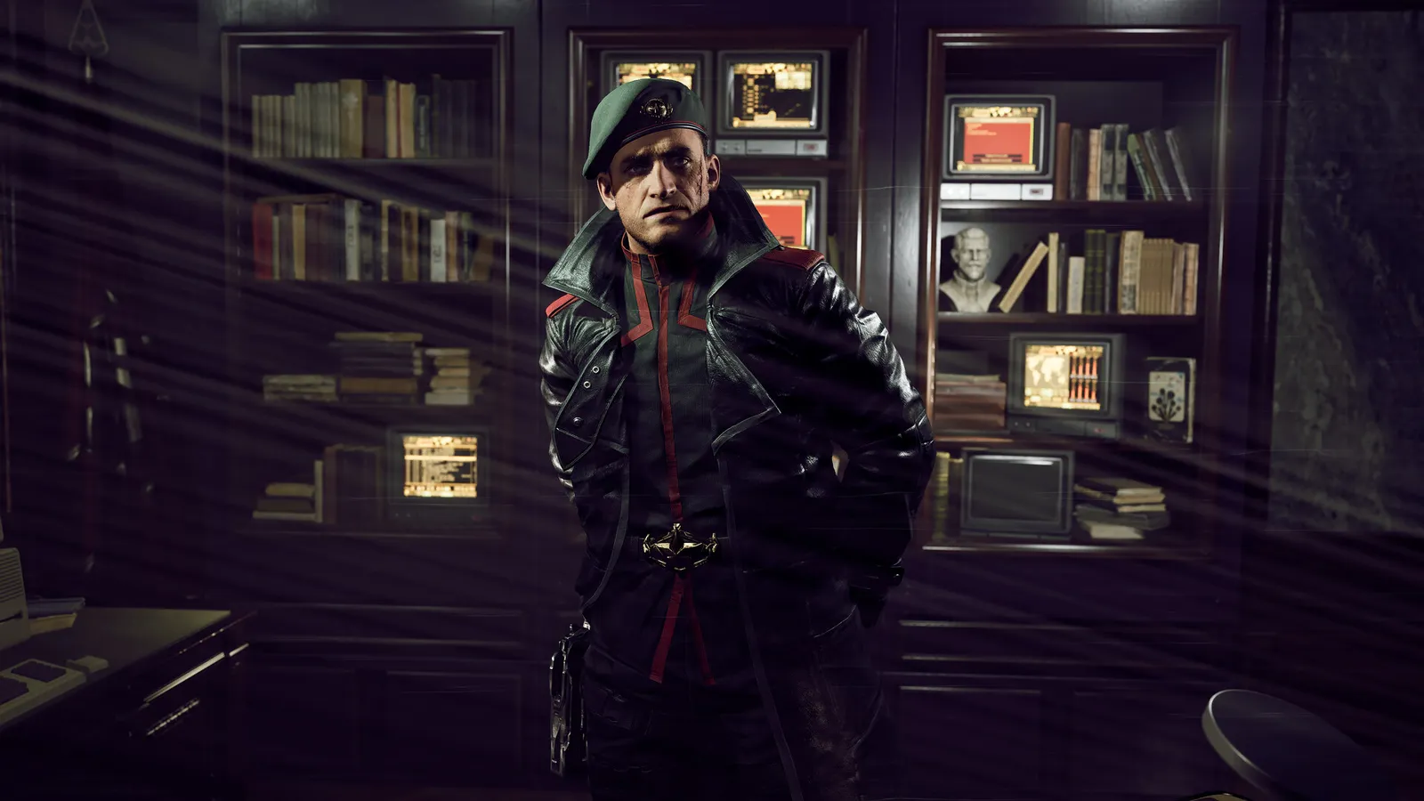 Tempest Rising soldier in green beret portrait in office